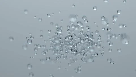 Water drops bubbles on a white light background. 3d rendering. Ilustración de archivo