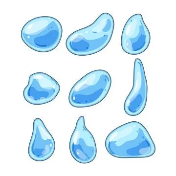Water drops cartoon elements set on white Stock Illustration