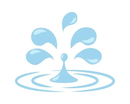Water drops. Cartoon raindrops. Vector blue flat falling rain. Simple droplets Stock Illustration