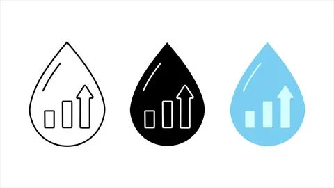 Water drops chart growth icon set Stock Illustration