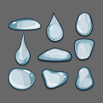 Water drops collection set on gray surface Ilustração Stock