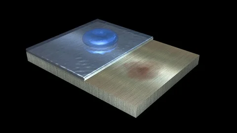 Water drops collide with Waterproof surface . Stainless steel 3d animation Stock Footage 106024699