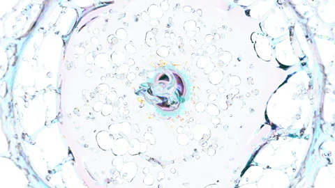 Water drops colliding or explosion with splash on white background. Slow motion Stock Footage 261456595