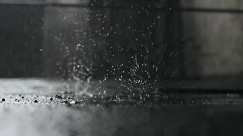 Water drops on concrete Stock Footage 10844708