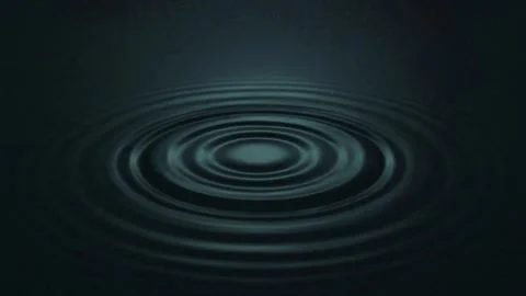 Water drops create ripples in dark mysterious liquid surface Stock Footage 327517455