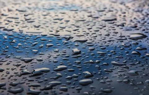 Water drops on dark surface Stock Photos