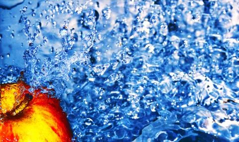 Water Drops Fall On Apple Stock Photos