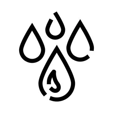 Water drops falling black line icon design Stock Illustration
