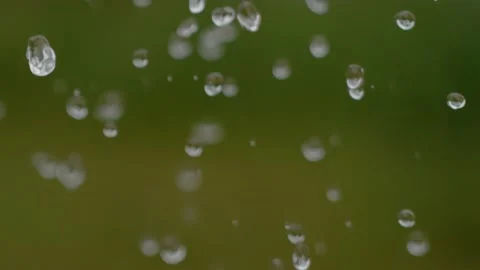 Water Drops falling on green background, super slow motion, macro Stock Footage 203840733
