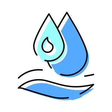 Water drops falling on surface abstract icon Stock Illustration