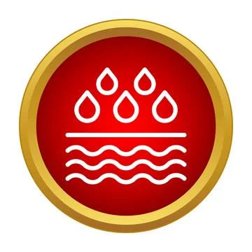 Water drops falling into wavy liquid icon Stock Illustration