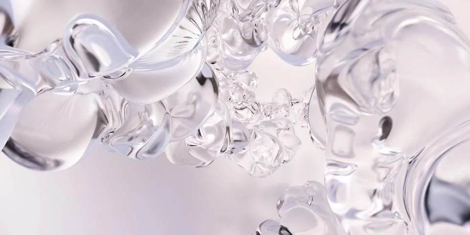 Water drops falling on white background 3d rendering illustration Illustrazione stock