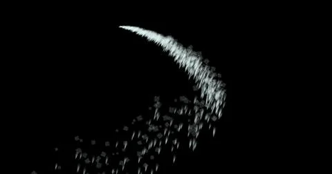 Water drops fly and fall, motion graphics of rain on a black background Illustrazione stock