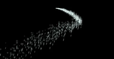 Water drops fly and fall, motion graphics of rain on a black background Illustrazione stock