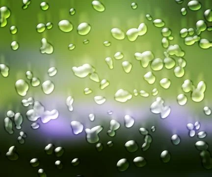 Water drops green background Illustrazione stock