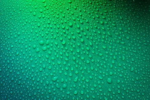 Water Drops On Green Background. Stock Photos