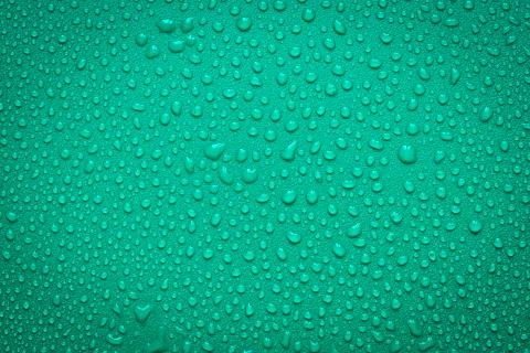 Water Drops On Green Background. Stock Photos