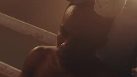 Water drops on the head of a boxer Stock Footage 283293364