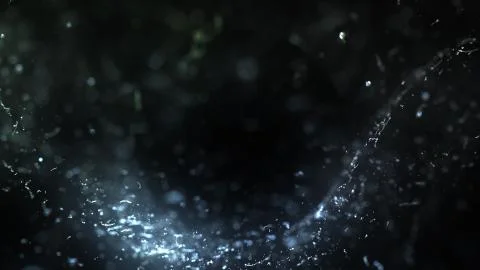 Water drops hits abstract dark object, 3d illustration Stock Illustration