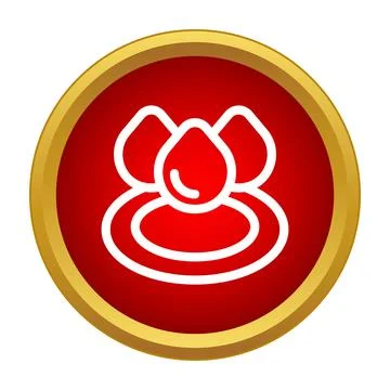 Water drops icon creating ripples in red button Stockillustratie