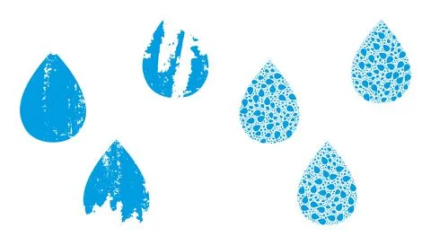 Water Drops Icon Recursive Composition and Grunge Textured Icon Illustrazione stock