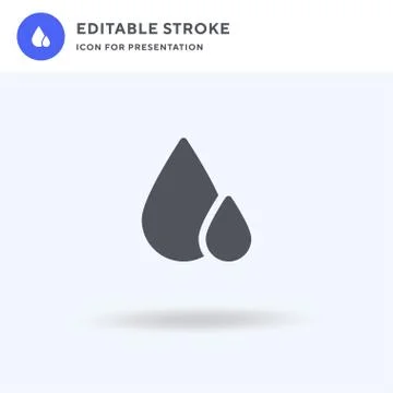 Water Drops icon vector, filled flat sign, solid pictogram isolated on white, Illustrazione stock