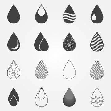 Water drops icons vector set Stock Illustration