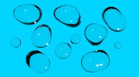 Water drops isolate. Transparent drops or bubbles of liquid on an empty color Stock Photos