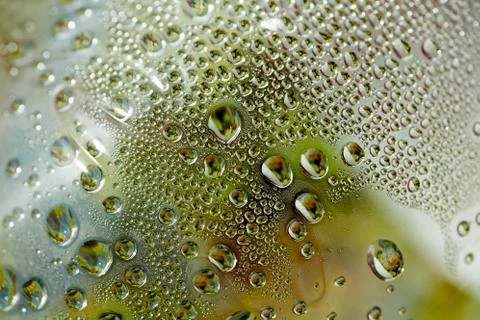 Water drops macro from a plastic bottle fifty megapixels Stock Photos
