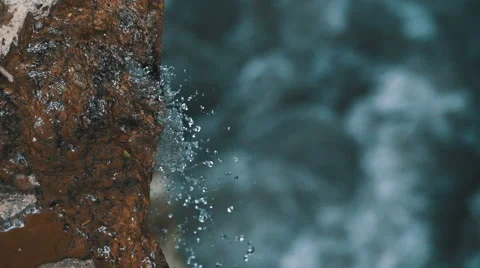 Water drops in mountain river slow motion. Nature reserve. Eco-friendly Stock Footage 58849335