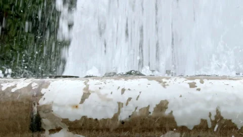 Water Drops Overflowing from an Artificial Water Fountain Stock Footage 304835735
