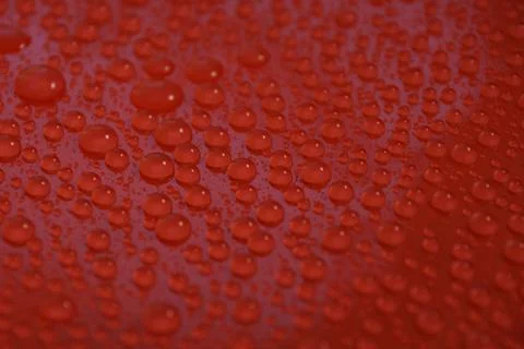 Water drops on red background texture 스톡 사진
