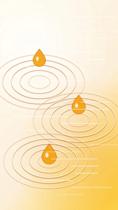 Water drops rippling on a surface, amber eco vertical 9:16 seamless loop HD Stock Footage 345162458
