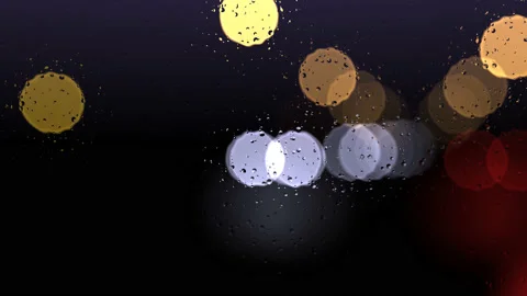Water Drops Rolling Down Car Windscreen Window With Cars Passing Outside Nigh Stock Footage 153950401