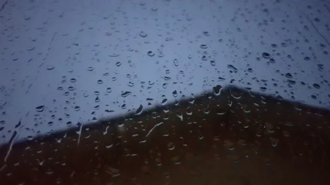 Water Drops Rolling On Window Rainy Dark Day Stock Footage