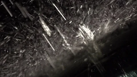 Water drops running at car window in the rain. Close up. Slow motion. Stock Footage 80179662