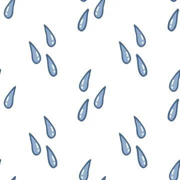 Water drops seamless doodle pattern, vector illustration Stock Illustration