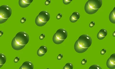 Water drops seamless pattern on green background. Stock Illustration