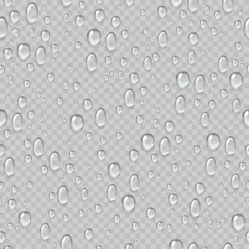 Water drops seamless pattern. Rain droplets on window fogged glass. Fresh drop Stock Illustration