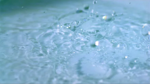 Water drops splashes in super slow motion Stock Footage 256947433