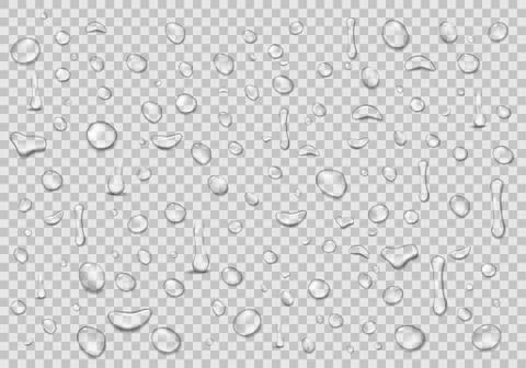 Water drops transparent background. Clean drop condensation. Realistic water Stock Illustration