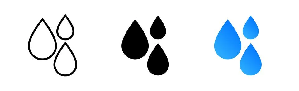 Water drops vector logo icon droplet symbol clean blue rain liquid water icon. Stock Illustration
