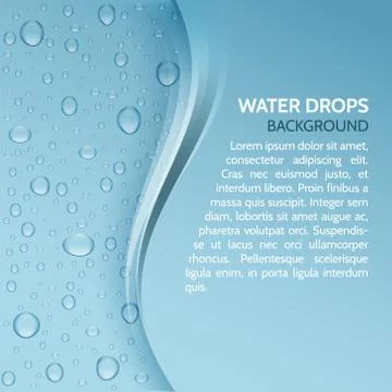 Water drops vector realistic background with stripe for your text. Stock Illustration