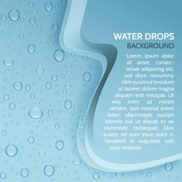 Water drops vector realistic background with stripe for your text. Stock Illustration
