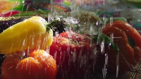 Water drops on vegetables Video stock 94840568
