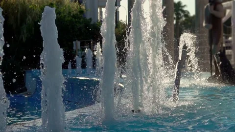 Water drops on the water of the spring waterside fountain Stock Footage 161781499