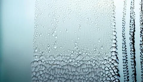 Water drops on the window, close-up. Abstract background. Stock Photos
