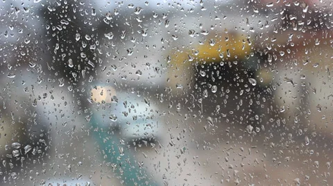 Water drops on window with traffic lights Stock Footage 36161428