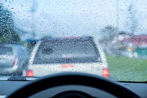 Water drops on the windshield Foto stock