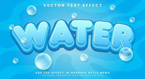 Water editable text effect Template Stock Illustration